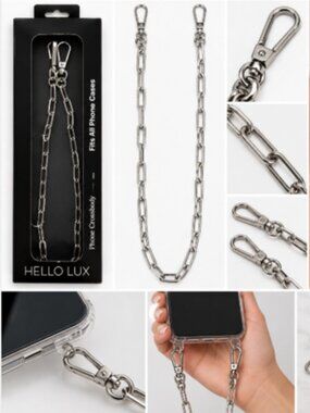 Hello Lux Phone Crossbody Chain – Silver-Tone – 51.2